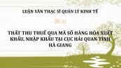 Luận văn ThS: Thất thu thuế qua mã số hàng hóa xuất khẩu, nhập khẩu tại Cục Hải quan tỉnh Hà Giang