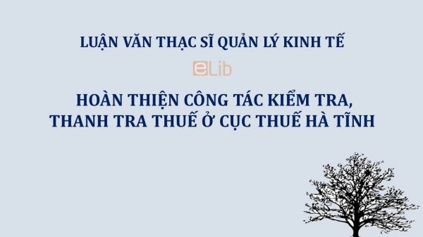 Luận văn ThS: Hoàn thiện công tác kiểm tra, thanh tra thuế ở cục thuế Hà Tĩnh