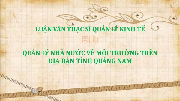 Luận văn ThS: Quản lý nhà nước về môi trường trên địa bàn tỉnh Quảng Nam