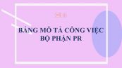 Mô tả công việc bộ phận PR