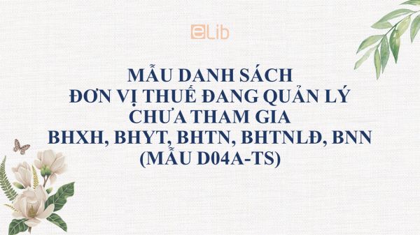 Mẫu D04a-TS: Danh sách đơn vị Thuế đang quản lý chưa tham gia BHXH, BHYT, BHTN, BHTNLĐ, BNN