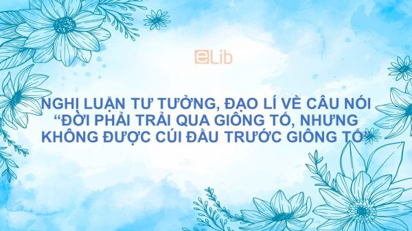 Nghị luận tư tưởng, đạo lí về câu nói Đời phải trải qua giông tố, nhưng không được cúi đầu trước giông tố