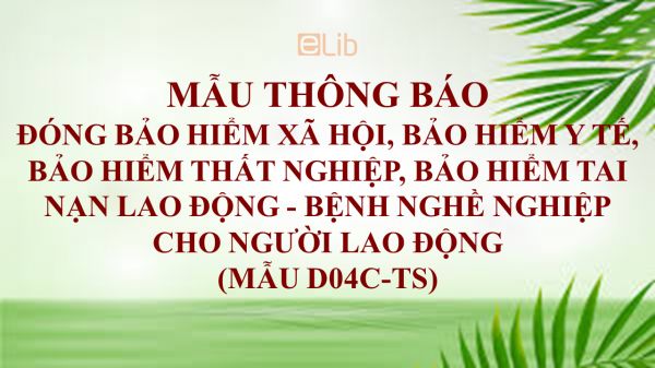 Mẫu D04c-TS: Thông báo đóng BHXH, BHYT, BHTN, BHTNLĐ - BNN cho người lao động