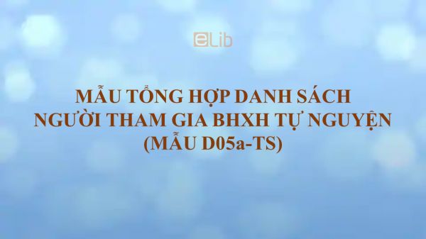 Mẫu D05a-TS: Tổng hợp danh sách người tham gia BHXH tự nguyện
