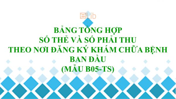 Mẫu B05-TS: Bảng tổng hợp số thẻ và số phải thu theo nơi đăng ký khám chữa bệnh ban đầu