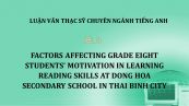 MA-Thesis: Factors affecting grade eight students’ motivation in learning reading skills at dong hoa secondary school in thai binh city