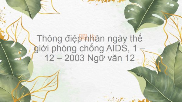 Thông điệp nhân ngày thế giới phòng chống AIDS, 1 -12 - 2003