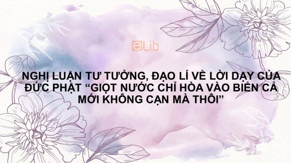 Nghị luận tư tưởng, đạo lí về lời dạy của Đức Phật Giọt nước chỉ hòa vào biển cả mới không cạn mà thôi