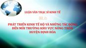 Luận văn ThS: Phát triển kinh tế hộ và những tác động đến môi trường khu vực nông thôn huyện Định Hóa