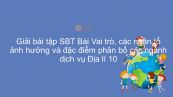 Giải bài tập SBT Địa lí 10 Bài 35: Vai trò, các nhân tố ảnh hưởng và đặc điểm phân bố các ngành DV