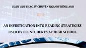 MA-Thesis: An investigation into reading strategies used by efl students at high school