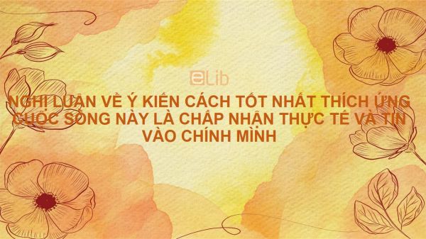 Nghị luận tư tưởng, đạo lí về ý kiến Cách thích ứng tốt nhất với cuộc sống này là chấp nhận thực tế và tin vào chính mình