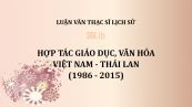 Luận văn ThS: Hợp tác giáo dục, văn hóa Việt Nam - Thái Lan