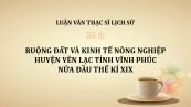 Luận văn ThS: Ruộng đất và kinh tế nông nghiệp huyện Yên Lạc tỉnh Vĩnh Phúc nửa đầu thế kỉ XIX