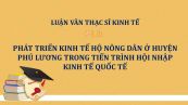 Luận văn ThS: Phát triển kinh tế hộ nông dân ở huyện Phú Lương trong tiến trình hội nhập kinh tế quốc tế