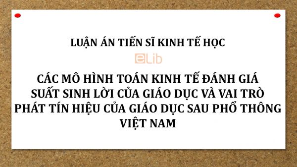 Luận án TS: Các mô hình toán kinh tế đánh giá suất sinh lời của giáo dục và vai trò phát tín hiệu của giáo dục sau phổ thông Việt Nam