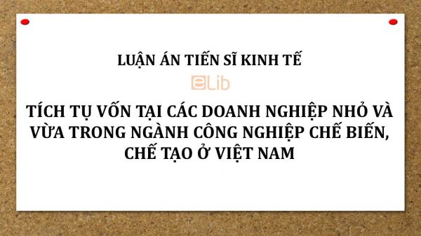 Luận án TS: Tích tụ vốn tại các doanh nghiệp nhỏ và vừa trong ngành công nghiệp chế biến, chế tạo ở Việt Nam