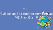 Giải bài tập SBT Địa lí 8 Bài 37: Đặc điểm sinh vật Việt Nam