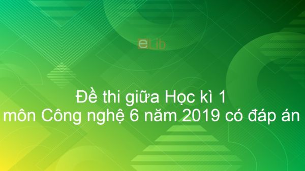 10 đề thi giữa Học kì 1 môn Công nghệ lớp 6 năm 2019 có đáp án