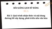 Bài 1: Quá trình nhận thức và nội dung đường lối xây dựng, phát triển nền văn hóa