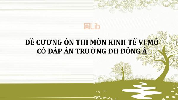 Đề cương ôn thi môn Kinh tế vi mô có đáp án - ĐH Đông Á