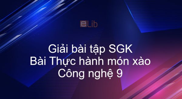 Giải bài tập SGK Công nghệ 9 Bài 11: Thực hành món xào