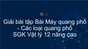 Giải bài tập SGK Vật lý 12 nâng cao Bài 39: Máy quang phổ. Các loại quang phổ