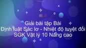 Giải bài tập SGK Vật lý Nâng cao Bài 46: Định luật Sác lơ. Nhiệt độ tuyệt đối