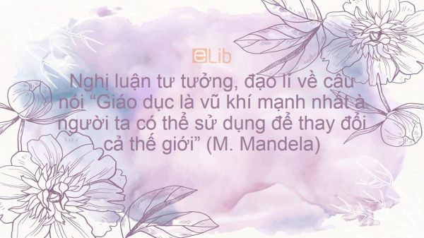 Nghị luận tư tưởng đạo lí Giáo dục là vũ khí mạnh nhất mà người ta có thể sử dụng để thay đổi thế giới - M. Mandela