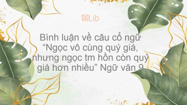 Bình luận  về câu cổ ngữ Ngọc vô cùng quý giá, nhưng ngọc tâm hồn còn quý giá hơn nhiều