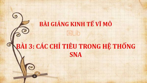 Bài 3: Các chỉ tiêu trong hệ thống SNA