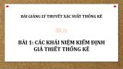 Bài 1: Các khái niệm Kiểm định giả thiết thống kê