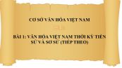 Bài 1: Văn hóa Việt Nam thời kỳ tiền sử và sơ sử (tiếp theo)