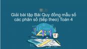 Giải bài tập VBT Toán 4 Bài 104: Quy đồng mẫu số các phân số (tiếp theo)