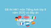 Đề thi HK1 môn Tiếng Anh lớp 8 năm 2020 có đáp án