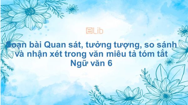 Soạn bài Quan sát, tưởng tượng, so sánh và nhận xét trong văn miêu tả Ngữ văn 6 tóm tắt