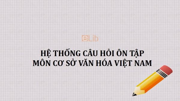 Hệ thống câu hỏi ôn tập môn Cơ sở văn hóa Việt Nam có đáp án