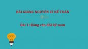Bài 1: Bảng cân đối kế toán
