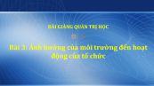 Bài 3: Ảnh hưởng của môi trường đến hoạt động của tổ chức