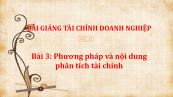 Bài 3: Phương pháp và nội dung phân tích tài chính