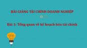 Bài 1: Tổng quan về kế hoạch hóa tài chính