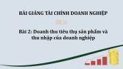 Bài 2: Doanh thu tiêu thụ sản phẩm và thu nhập của doanh nghiệp