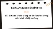 Bài 1: Cạnh tranh ở cấp độ độc quyền trong nền kinh tế thị trường